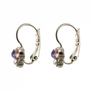 Cercei placati cu rodiu, cu cristale Swarovski, Romance | 1128/3-139-10RO6-Multicolor-2183
