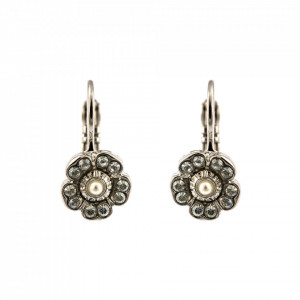 Cercei placati cu rodiu, cu cristale Swarovski, Earl Grey | 1504/2-1132RO6-Alb/Gri, Gri/Bej-9013