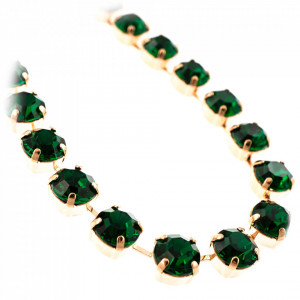 Colier placat cu Aur roz de 24K, cu cristale Swarovski, Emerald | 3474-205205RG-Verde-6743
