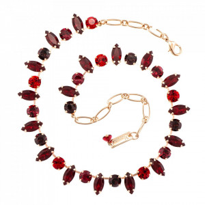 Colier placat cu Aur roz de 24K, cu cristale Swarovski, Lady In Red | 3143/1-1070RG-Rosu-6523