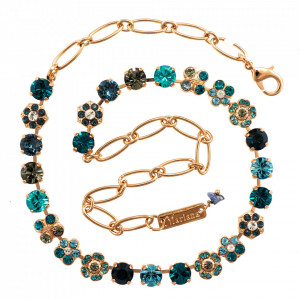 Colier placat cu Aur roz de 24K, cu cristale Swarovski, Nightfall | 3018/1-1114RG-Albastru-6633