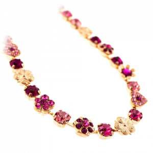 Colier placat cu Aur roz de 24K, cu cristale Swarovski, Camelia | 3028/2-5022RG-Multicolor-4303