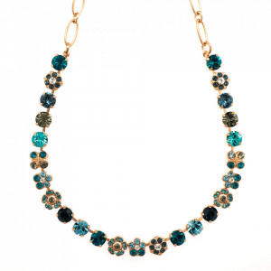 Colier placat cu Aur roz de 24K, cu cristale Swarovski, Nightfall | 3018/1-1114RG-Albastru-6243