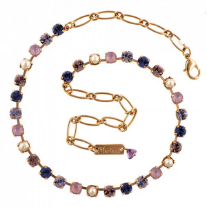Colier placat cu Aur roz de 24K, cu cristale Swarovski, Romance | 3430-139-10RG-Multicolor-6723