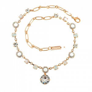 Colier placat cu Aur roz de 24K, cu cristale Swarovski, Seashell | 3033-M1201RG-Alb-6673