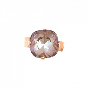 Inel placat cu Aur roz de 24K, cu cristale Swarovski, Cappuccino DeLite | 7326/4-148RG-Multicolor-7923