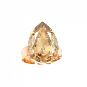 Inel placat cu Aur roz de 24K, cu cristale Swarovski, Earl Grey | 7098/5-216RG-Bej-9033