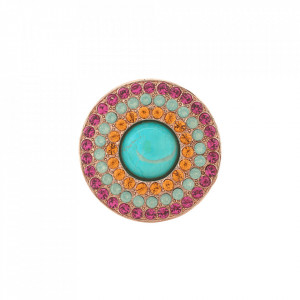 Inel placat cu Aur roz de 24K, cu cristale Swarovski, Happy Days | 7418/3M-1007rg-Multicolor-8003
