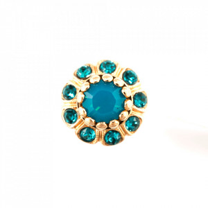 Inel placat cu Aur roz de 24K, cu cristale Swarovski, Julia | 7211-3322RG-Albastru-8423