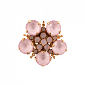 Inel placat cu Aur roz de 24K, cu cristale Swarovski, Powder Rose | 7404-121395RG-Roz-7943