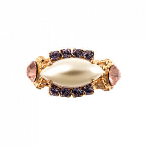 Inel placat cu Aur roz de 24K, cu cristale Swarovski, Romance | 7516-139-10RG-Multicolor-8053