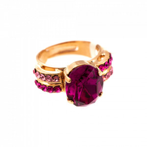 Inel placat cu Aur roz de 24K, cu cristale Swarovski, Camelia | 7123-5022RG-Multicolor-4833