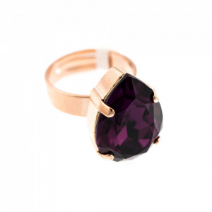 Inel placat cu Aur roz de 24K, cu cristale Swarovski, Bohemian Rhapsody | 7098/5-204RG-Mov-7603