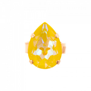 Inel placat cu Aur roz de 24K, cu cristale Swarovski, Yellow Brick Road | 7098/5-141RG-Galben-8173