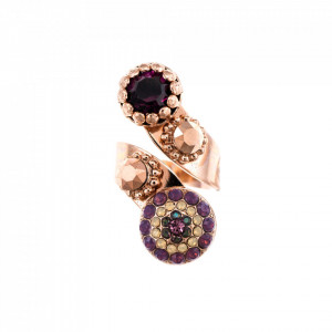 Inel placat cu Aur roz de 24K, cu cristale Swarovski, Bohemian Rhapsody | 7141/2-1072RG-Mov-7703