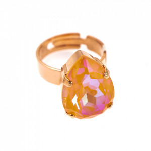 Inel placat cu Aur roz de 24K, cu cristale Swarovski, Gardenia | 7098/5-140RG-Portocaliu-7593