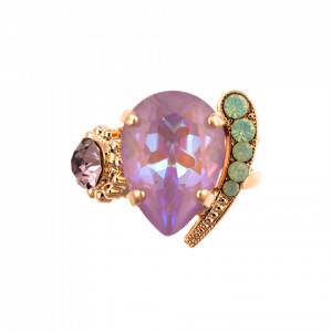 Inel placat cu Aur roz de 24K, cu cristale Swarovski, Lavender | 72009-1910RG-Multicolor-8403