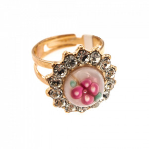 Inel placat cu Aur roz de 24K, cu cristale Swarovski, Seashell | 7023-0011RG-Alb-7033