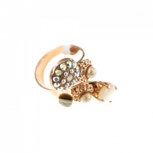 Inel placat cu Aur roz de 24K, cu cristale Swarovski, Seashell | 7416-M1201RG-Alb-7983