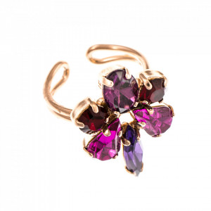 Inel placat cu Aur roz de 24K, cu cristale Swarovski, Xenia - Odyssey | 7487-1091RG-Multicolor-7633