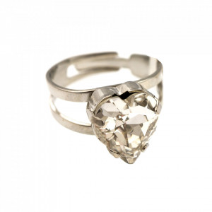 Inel placat cu rodiu, cu cristale Swarovski, Aura | 7100/2-001RO-Transparent-7623