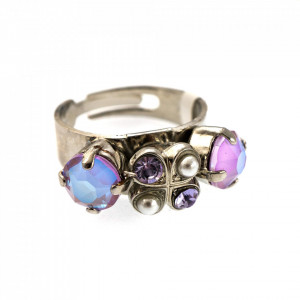 Inel placat cu rodiu, cu cristale Swarovski, Romance | 7535-139-10RO-Multicolor-7663