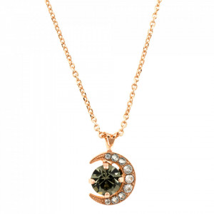 Pandantiv cu lant placat cu Aur roz de 24K, cu cristale originale, Earl Grey | 5507/1-1132RG