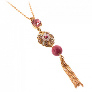 Pandantiv cu lant placat cu Aur roz de 24K, cu cristale Swarovski, Antigua | 5026/2-M223-1RG-Roz-6793