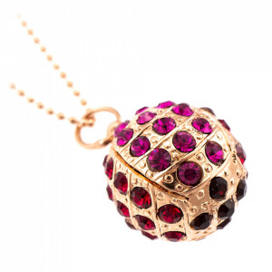 Pandantiv cu lant placat cu Aur roz de 24K, cu cristale Swarovski, FireFly | 5076-2140RG-Rosu-7023