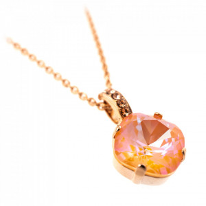 Pandantiv cu lant placat cu Aur roz de 24K, cu cristale Swarovski, Gardenia | 5326/1-362140RG-Portocaliu-7363