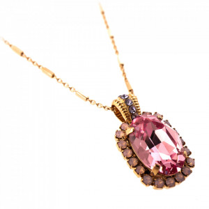 Pandantiv cu lant placat cu Aur roz de 24K, cu cristale Swarovski, California Dreaming | 5522/5-1063RG-Multicolor-7393