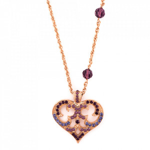 Pandantiv cu lant placat cu Aur roz de 24K, cu cristale Swarovski, Bohemian Rhapsody | 5173/3-21223RG-Mov-6753