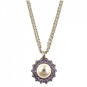 Pandantiv cu lant placat cu rodiu, cu cristale Swarovski, Romance | 5034/1-139-10RO-Multicolor-6313
