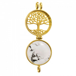 Pandantiv Magic Pendant - Tree of Life, placat cu aur, Secret Stone Collection, cu pietre semipretioase interschimbabile-Auriu-8863