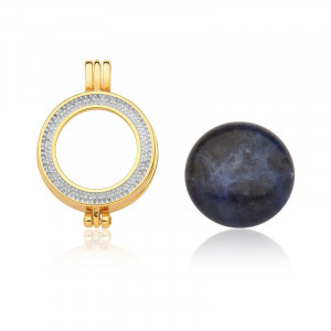 Pandantiv Magic Pendant - White Rhodium, placat cu aur si rodiu, Secret Stone Collection, cu pietre semipretioase interschimbabile-Auriu, Argintiu/Auriu-8583