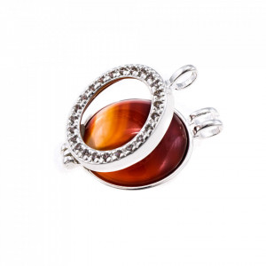 Pandantiv Magic Pendant - White Zirconia, placat cu argint, Secret Stone Collection, cu pietre semipretioase interschimbabile-Argintiu-8193