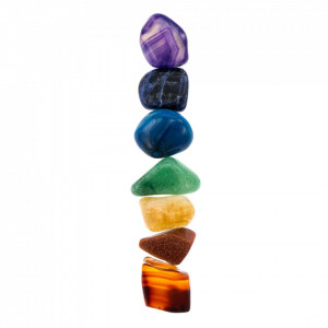 Set Pandantiv placat cu argint - Chakra - Harmony & Balance si 7 pietre semipretioase interschimbabile-Argintiu-8333