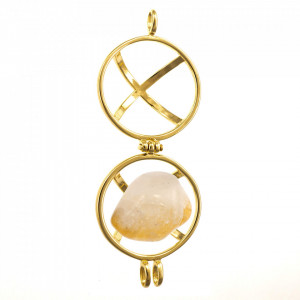 Set Pandantiv placat cu aur - ZEN Locket Amulet of Calm si 7 pietre semipretioase interschimbabile-Auriu-8763
