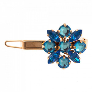 Agrafa de par placata cu Aur roz de 24K, cu cristale Swarovski, Ocean DeLite | 9435-143143RG-Albastru-6224