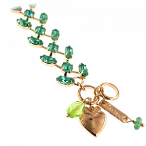 Bratara placata cu Aur roz de 24K, cu cristale Swarovski, Silky Sage DeLite | 4105-169169RG-Verde-1414