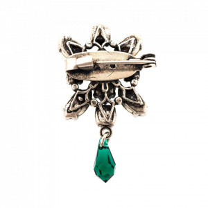 Brosa placata cu Argint 925, cu cristale Swarovski, Fern | 2106/1-2143SP-Verde-1614