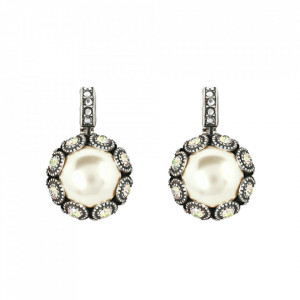 Cercei placati cu Argint 925, cu cristale Swarovski, Crystal Pearl's | 1386-1006sp6-Alb-5514