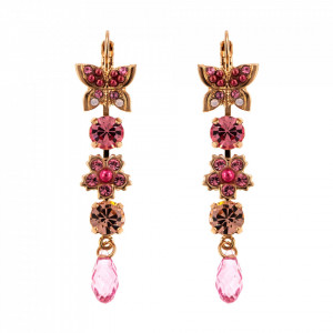 Cercei placati cu Aur roz de 24K, cu cristale Swarovski, Antigua | 1414/3-223-1RG6-Roz-5604