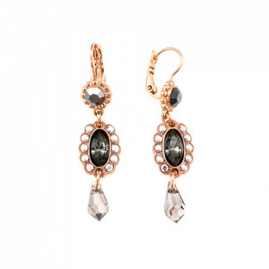 Cercei placati cu Aur roz de 24K, cu cristale originale, Black Diamond | 1292/7-747RG6