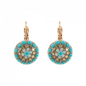 Cercei placati cu Aur roz de 24K, cu cristale originale, Sapphire Sky | 1141-807RG6