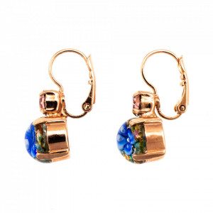 Cercei placati cu Aur roz de 24K, cu cristale Swarovski, Spring Flowers | 1062-202AB3RG6-Albastru-1954