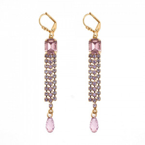 Cercei placati cu Aur roz de 24K, cu cristale Swarovski, Violet - Colors | 1518/1-371371RG1-Mov-6464