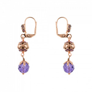 Cercei placati cu Aur roz de 24K, cu cristale Swarovski, Bohemian Rhapsody | 1134-M1072RG1-Mov-2244