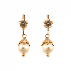 Cercei placati cu Aur roz de 24K, cu cristale Swarovski, Earl Grey | 1424/3-1132RG6-Alb/Gri, Gri/Bej-9094