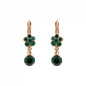 Cercei placati cu Aur roz de 24K, cu cristale Swarovski, Emerald | 1152/3-205205RG6-Verde-5304